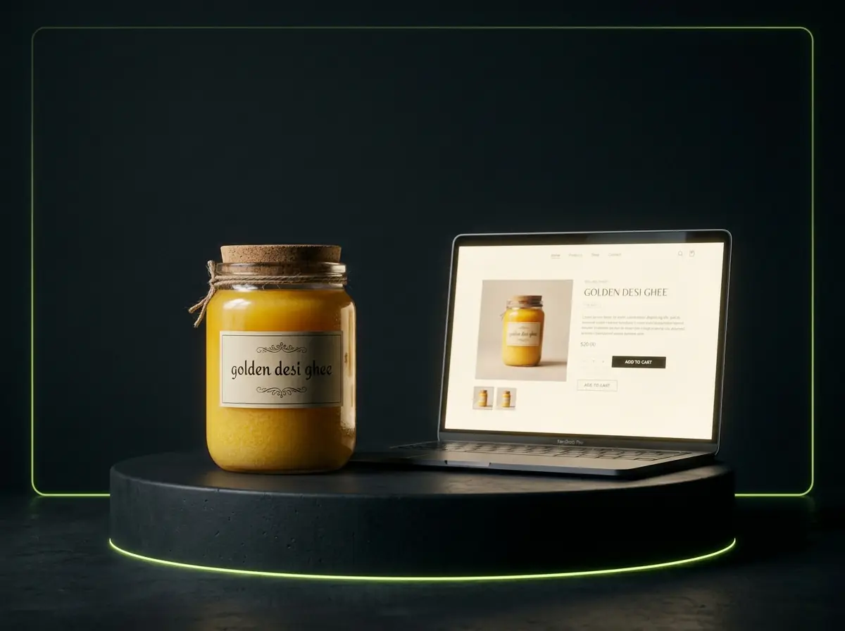 Illustrative render: E-commerce site recovery (Ghee brand, Pakistan)